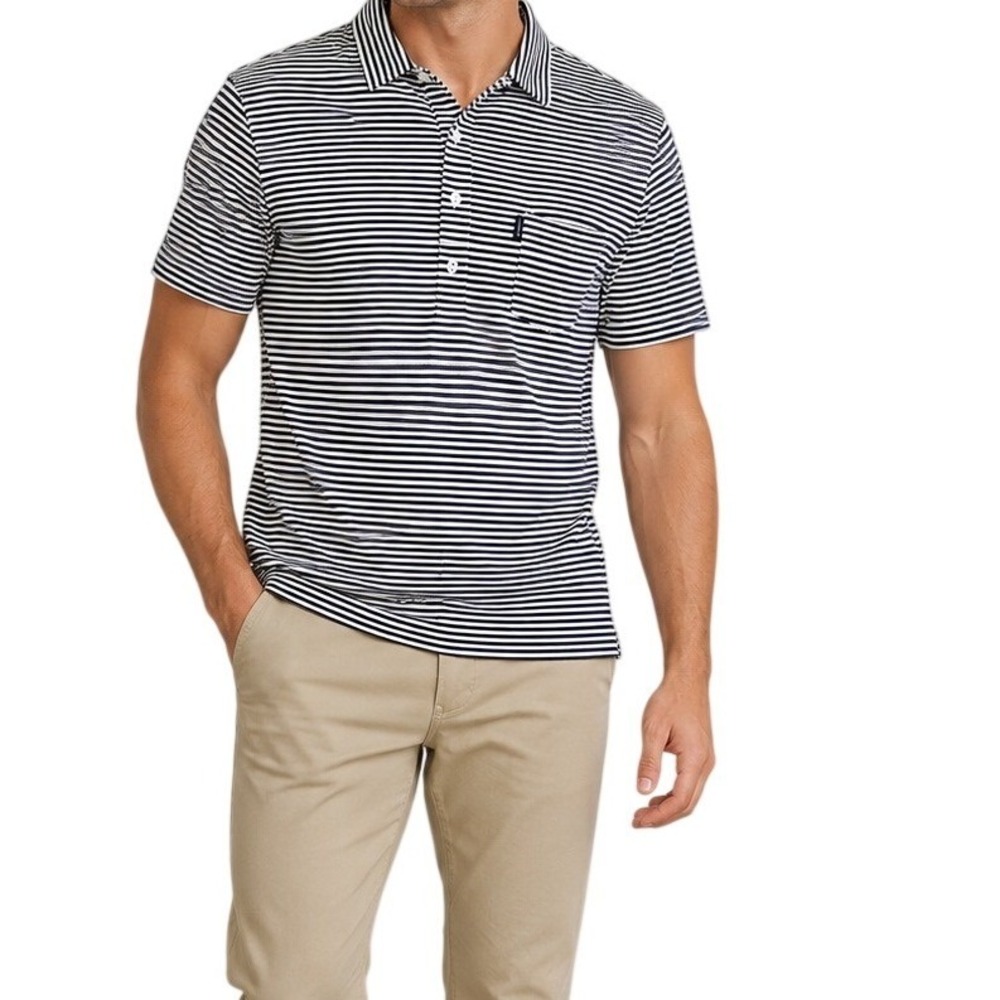 Polo Golf Ralph Lauren Navy White Striped Short Sleeve Polo Shirt Men's XL